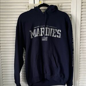 MV Sport Navy Pullover Hoodie with White MARINES Print